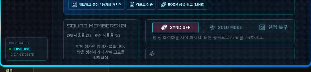 SQUAD MEMBERS 팀원 목록과 SYNC 버튼